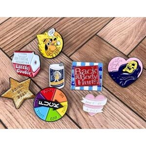 NEW Set of 8 Enamel Pins Cute Funny Multicolor